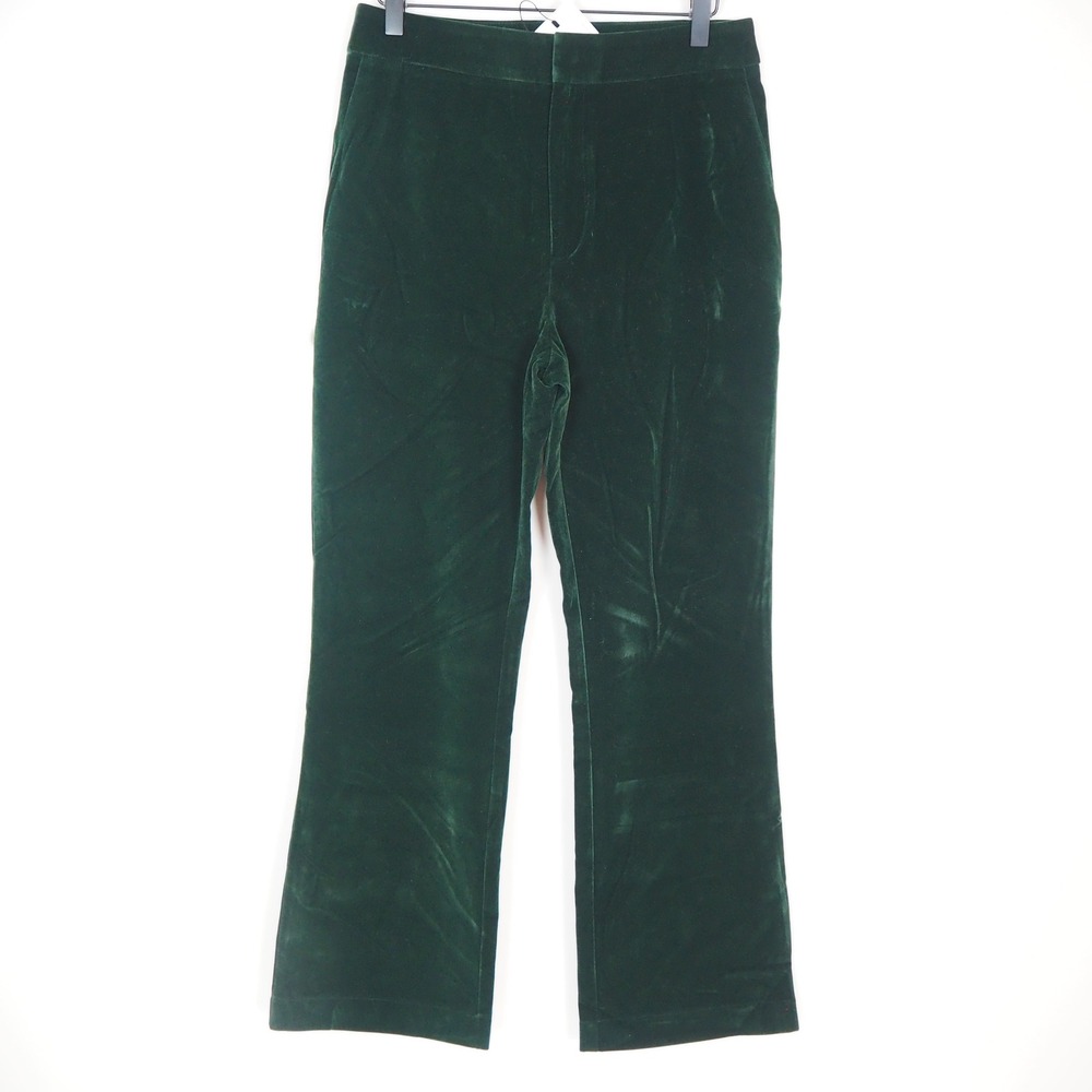 NWT GREYLIN‎ Anthropologie Forest Green Velvet Straight Leg Trouser Pants Medium